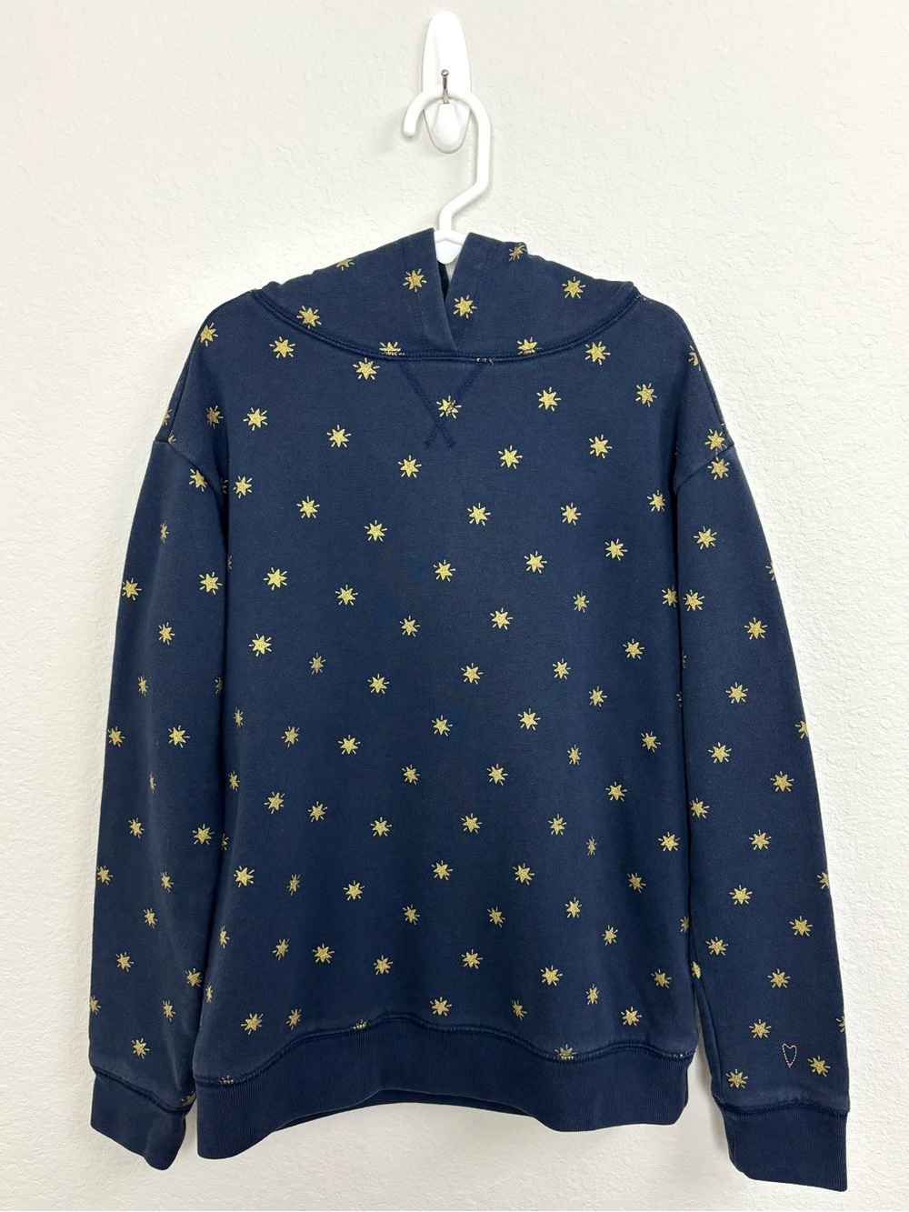 J. Crew Crewcuts Girl’s Navy & Gold Star Pullover Hoodie Relaxed Fit Size L